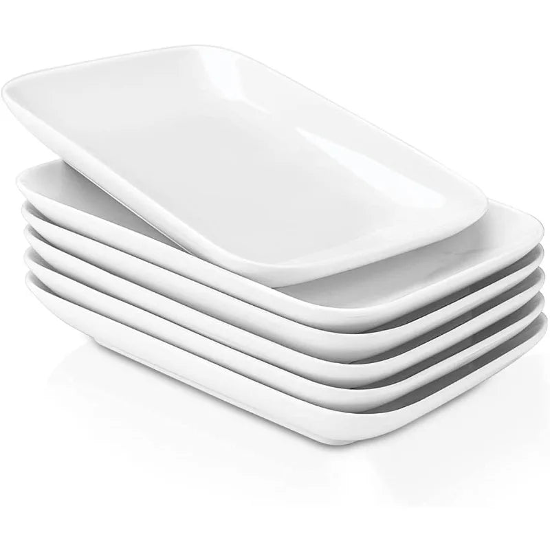 8 Inch Rectangular Appetizer Plates, Salad Plates Set, Ceramic Dessert Plates, Small Serving Plates for Salad,