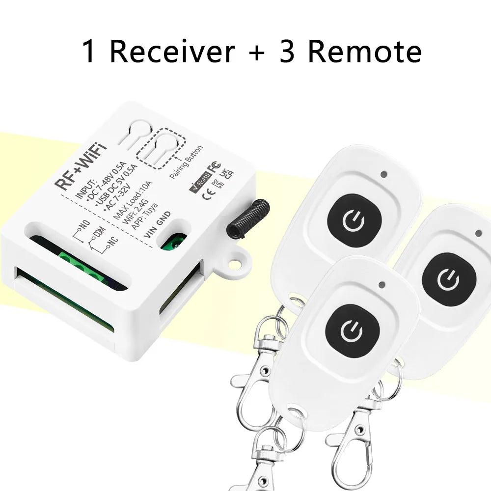 Tuya WiFi Smart Switch 433MHz Wireless Remote Control 1CH AC DC7-32V Controller Smart Home Work With Alexa Google Home Alice