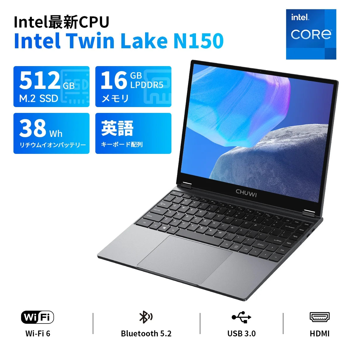 CHUWI FreeBook 2-in-1 Laptop 13.5'' 16GB LPDDR5 RAM 512GB SSD Intel N150(up to 3.6GHz) FHD 2520x1680 WiFi 6 BT5.2 Windows 11
