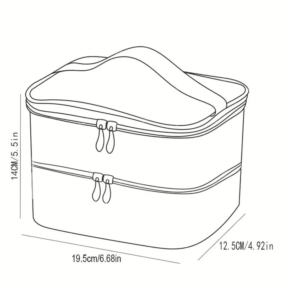 New Title: Double Layer Travel Makeup Bag for Women with Handle, Brush Holder & Polka Dot Design - Compact Toiletry Pouch for Co