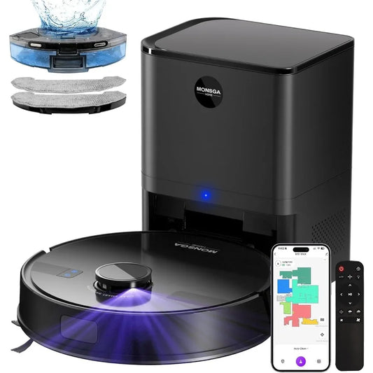 Robot Vacuum and Mop Combo 6000Pa Robotic Vacuum with 3.5L Self Emptying Station Lidar Navigation Robot Vacuum Cleaner 180mins
