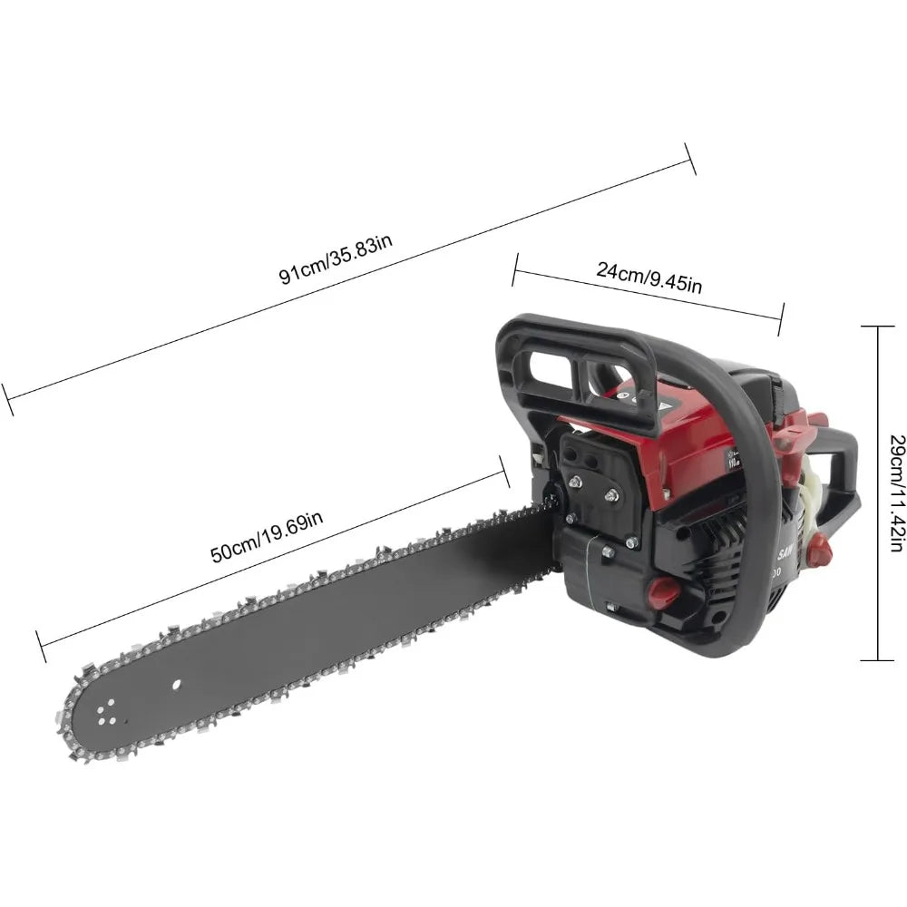 Gas Powered Chainsaw 2 Stroke 58CC 2400W 20Inch Handheld Cordless Petrol Chain Saw Power Head Portable Gasoline Chain Saw