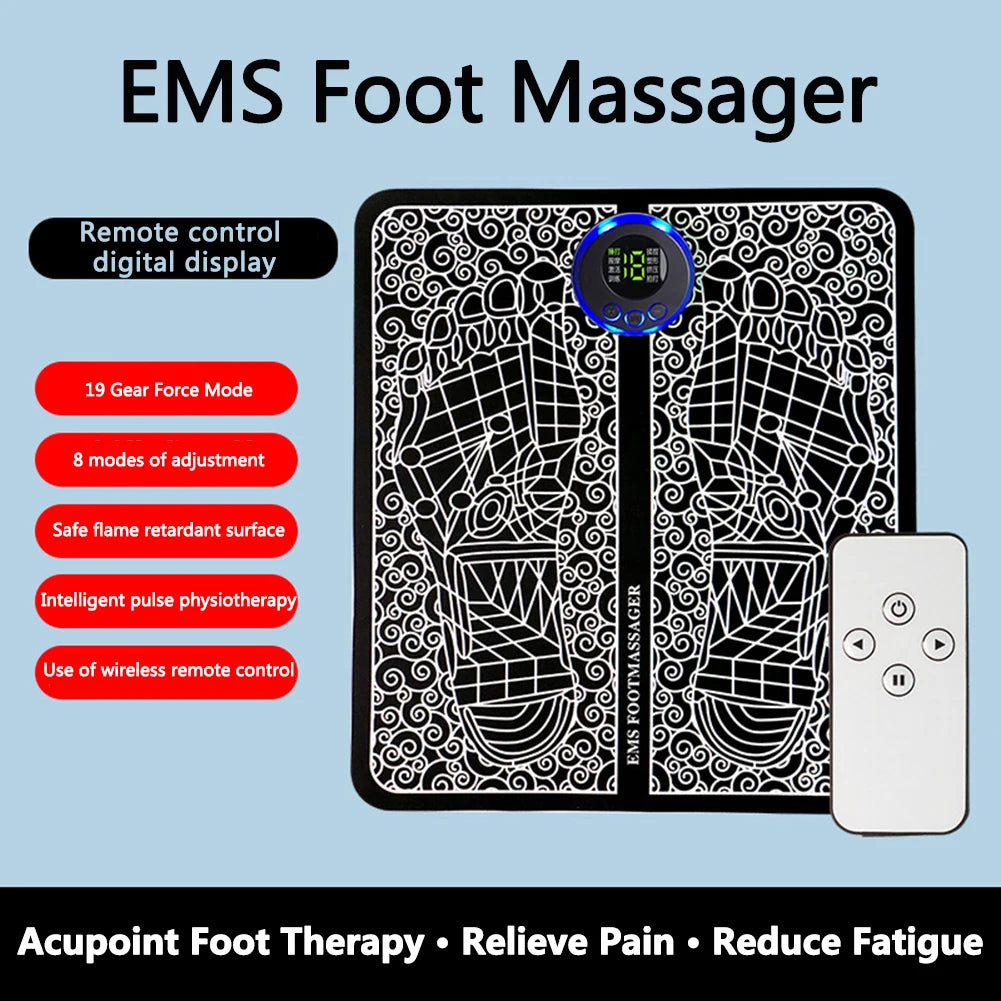 Foot Massager Pad 8 Modes Electric EMS Feet Muscle Stimulator Tens Acupuncture Pulse Massage Mat Relaxation Relieve Pain