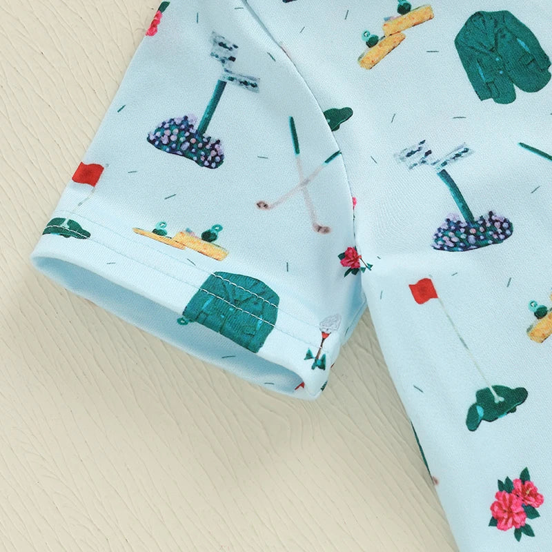 Boys Short Sleeve Dinosaur Print T-shirt and Elastic Waist Shorts Set for Summer Toddler Outfit with Fun Design