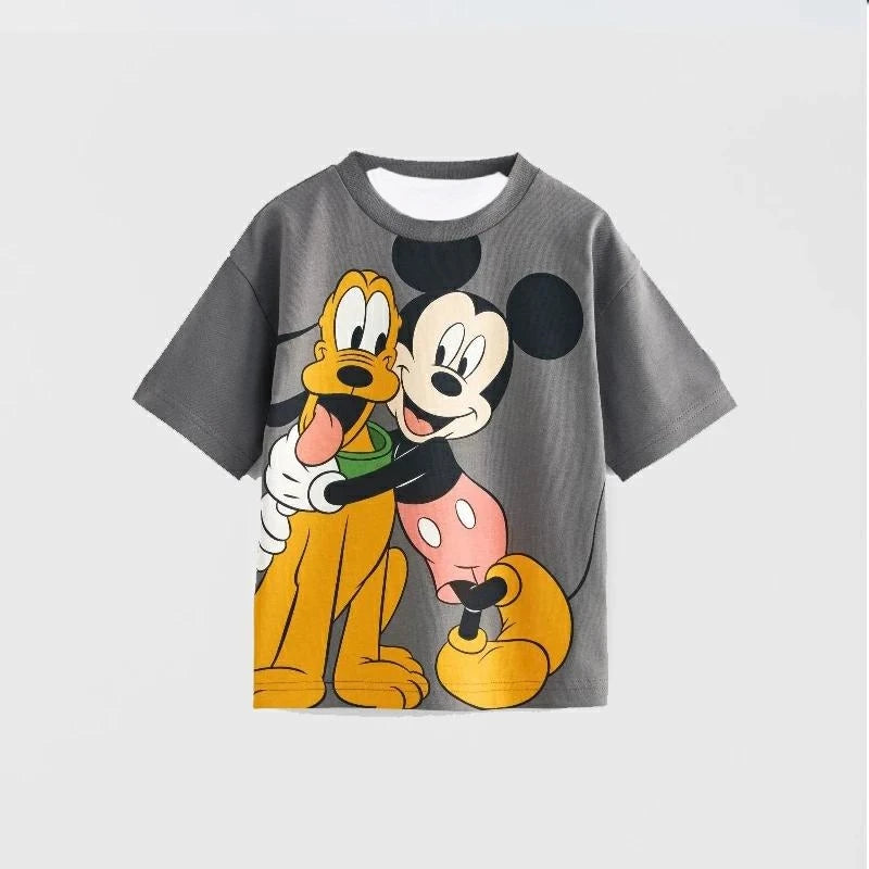 Mickey Cartoon Print T-Shirts, Summer Clothing, Loose Kids Fashion Clothing, Short Sleeve T-Shirts, Kids' Clothing, T-Shirts