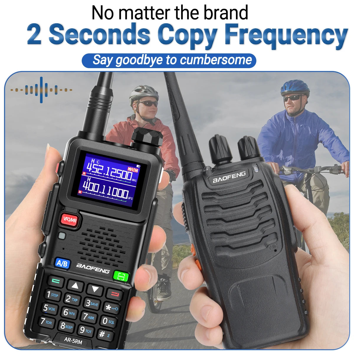 BAOFENG AR-5RM Multi Band Walkie Talkie 10W Wireless Copy Frequency Type-C Charger 999CH NOAA For UV-5R UV-5RH Ham Radio