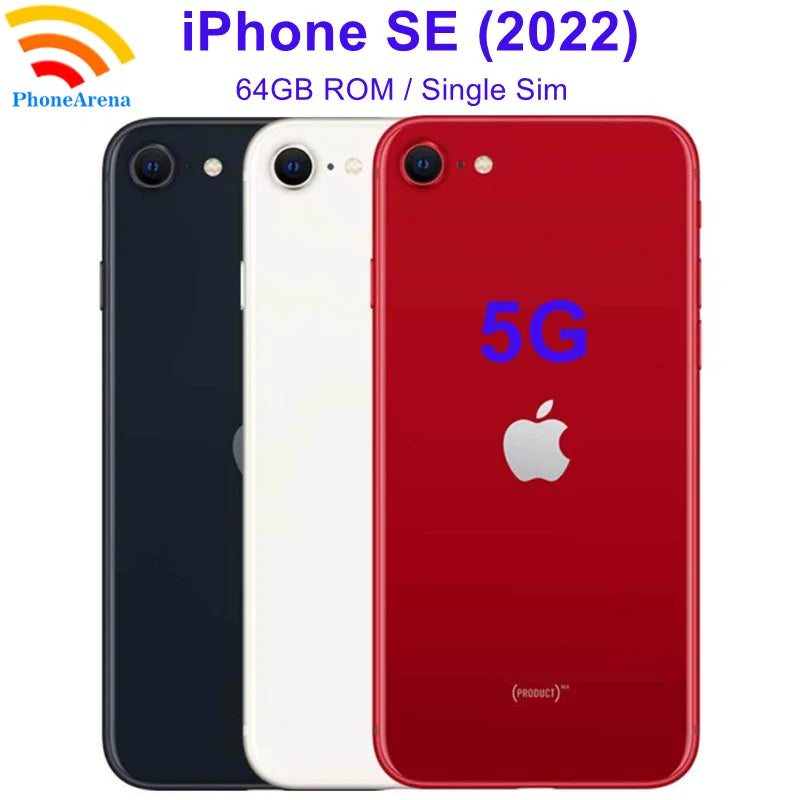 New Arrival iPhone SE 2022 64GB Se3 ROM A15 Bionic Chipset 12MP Camera 4.7' Original Retina LCD Fingerprint 5G Mobile Phone