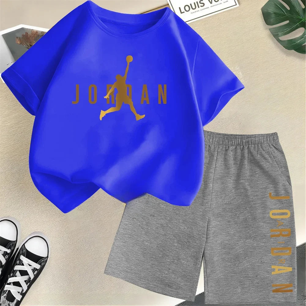Summer Slam Dunk Master Pattern Printed Children Short Sleeve T-shirt + Shorts 2pcs Set Kids Boy Girl Fashion Clothing Sportsuit