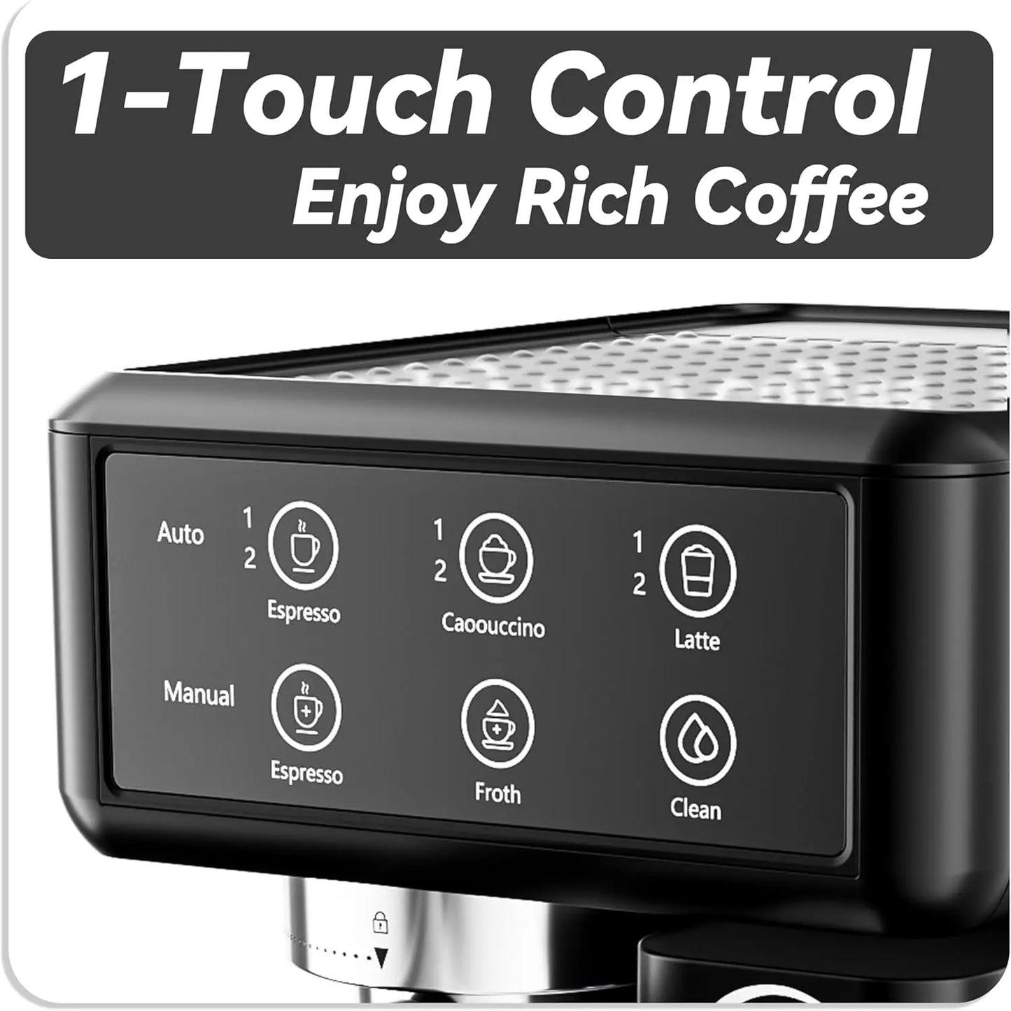 Aemojk Expresso and Cappuccino Coffee Machine, One-Touch Operation, Suitable Office Coffee Maker, with Automatic Milk Frother, 2