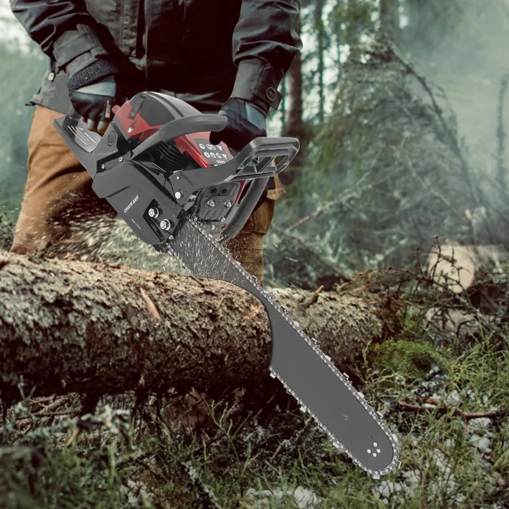 Gas Powered Chainsaw 2 Stroke 58CC 2400W 20Inch Handheld Cordless Petrol Chain Saw Power Head Portable Gasoline Chain Saw