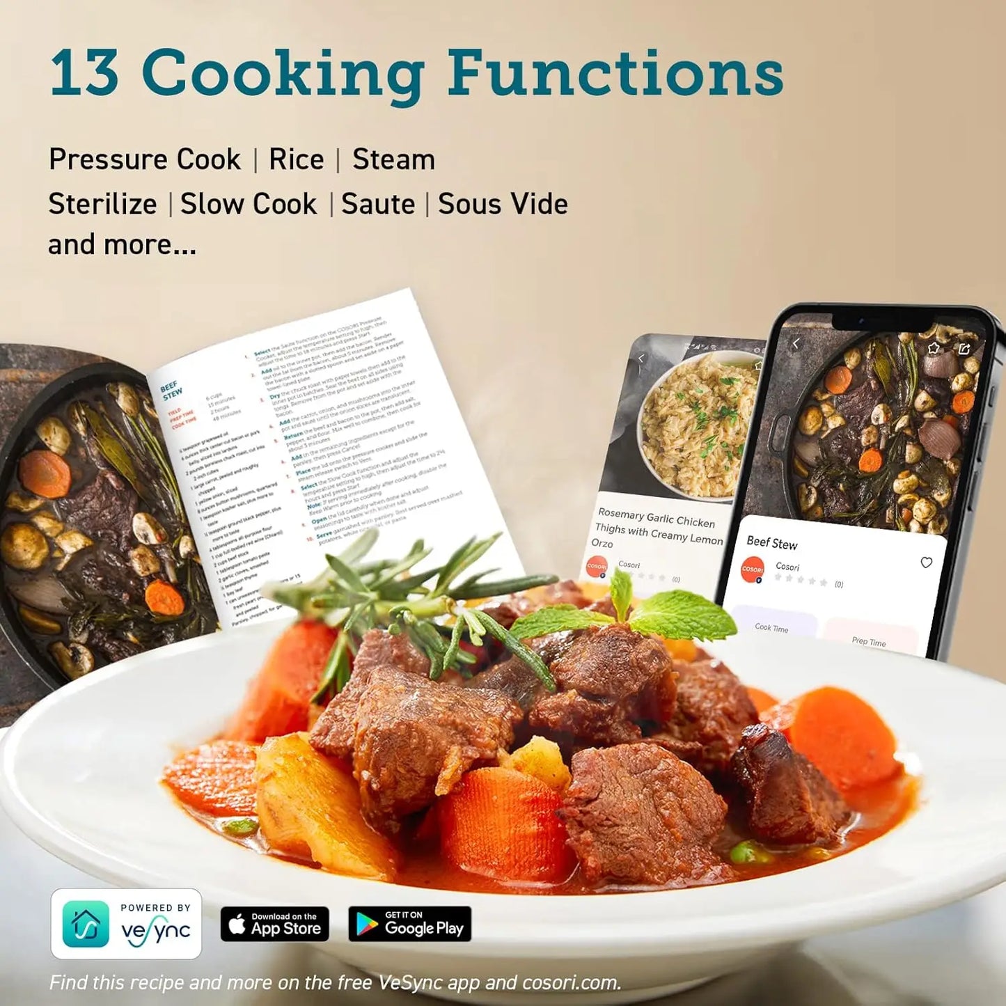 Pressure Cooker 6 qt, 9-in-1 Instant Multi Kitchen Appliances, Safer Venting Design, Rice Cooker, Slow Cooking Pot,Sous Vide