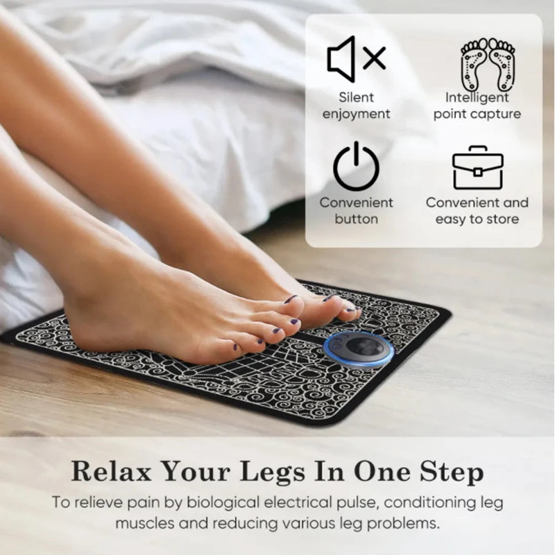 Foot Massager Pad 8 Modes Electric EMS Feet Muscle Stimulator Tens Acupuncture Pulse Massage Mat Relaxation Relieve Pain