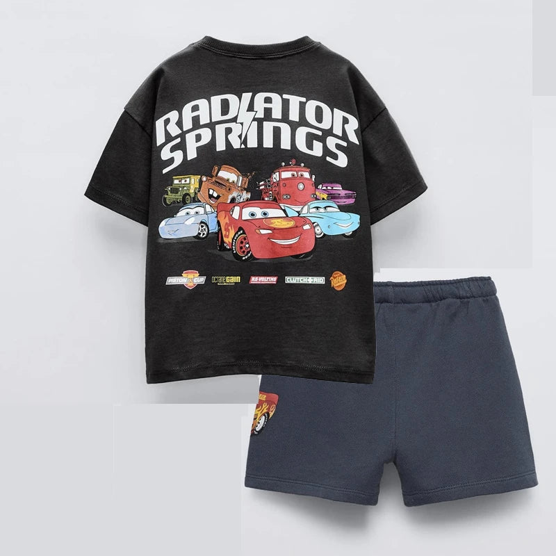 Disney Short Sleeve Outfits Boys And Girls Fashion Casual Tshirt+Shorts Summer Costume New Print Tees Loose Shorts 2 Piece Set