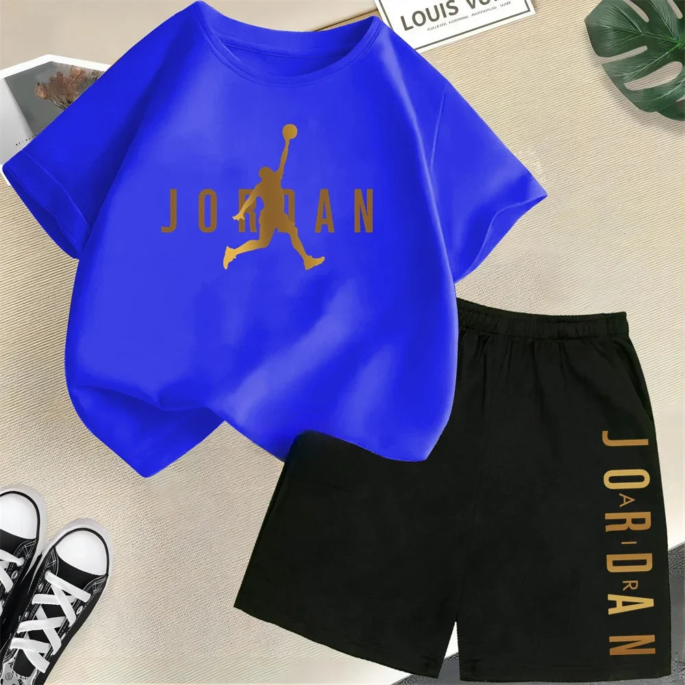 Summer Slam Dunk Master Pattern Printed Children Short Sleeve T-shirt + Shorts 2pcs Set Kids Boy Girl Fashion Clothing Sportsuit