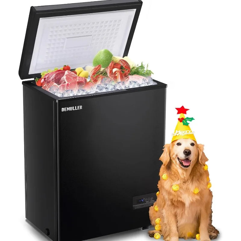 Chest Freezer with 2 Removable Baskets 3.5 Cu.ft Compact Freezers with Electronic Thermostat (50 ℉ to -12 ℉),Stay-Open Lid,Black