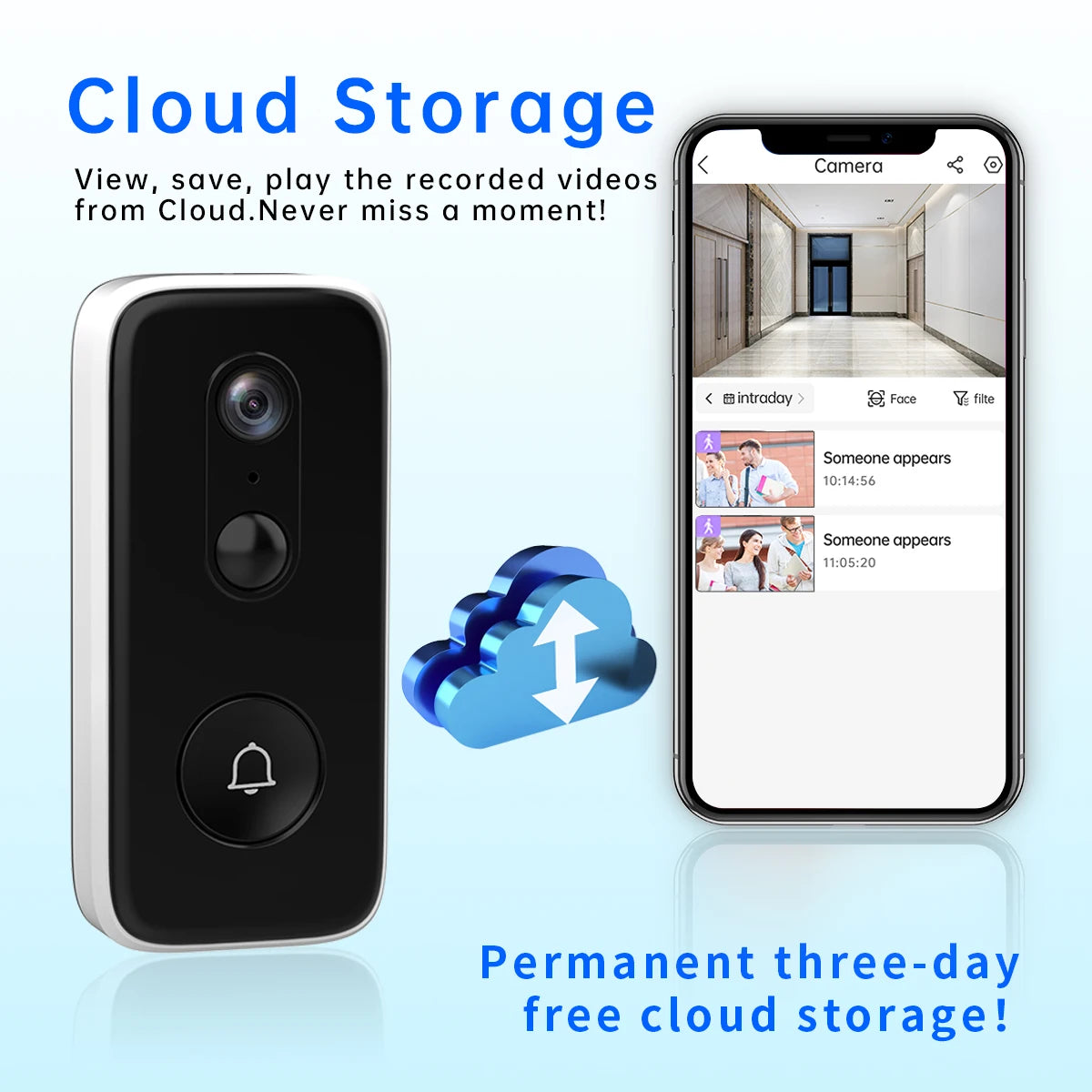 JOOAN 2K Intelligent WiFi Doorbell With Camera Smart Home WiFi Video Doorbell Outdoor Battery Powered Security Video Intercom