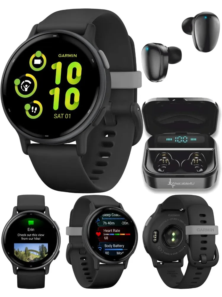 Garmin Vivoactive 5 Health and Fitness GPS Smartwatch, 1.2 in AMOLED Display, Up to 11 Days of Battery, Slate Aluminim Bezel