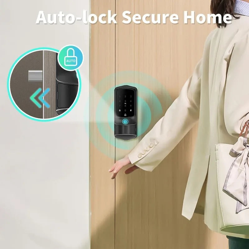 Smart Front Door Lock, Fingerprint Keyless Entry Door Lock with TUYA App Control, Auto Lock, Electronic Digital Locks with Touch