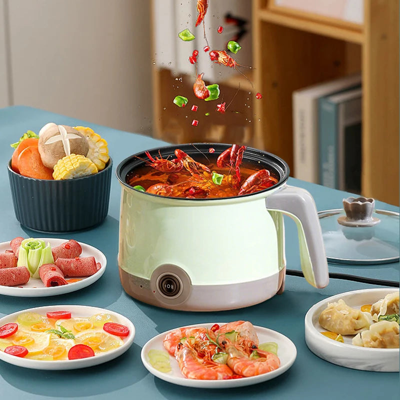 Multifunctional Compact Mini Kitchen Cooker for 2 People with Single/Double Layer Non-stick Pan - Efficient Noodle and Food Stea