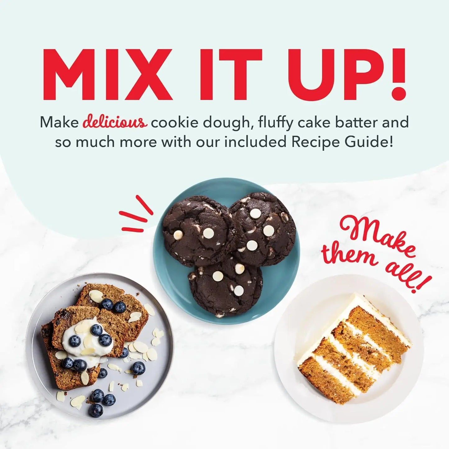 Electric Stand Mixer 6 Speed Stainless Steel Bowl with Dough Hooks for Kitchen Use