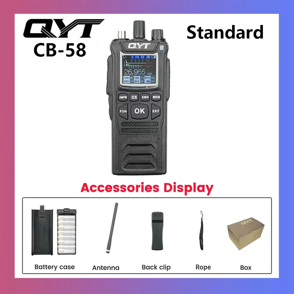 Original CB Radio QYT CB-58  26.965-27.405MHz FM AM Mode Citizen Band Radio 27MHz Handheld Walkie Talkie With 4100mAh CB Radio