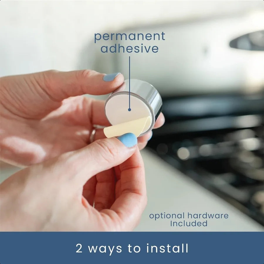 Round Adhesive Push Towel Hooks for Kitchen Hand and Dish Towels Grey 4 Pack