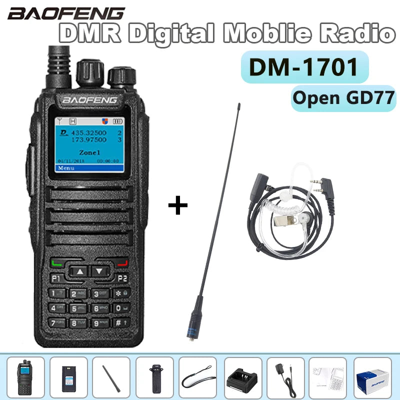 Baofeng DM-1701DMR Walkie Talkie Open GD77 Dual Mode Analog/Digital Two Way Radio Tier1+2 Dual Time Slot Ham Dual Band FM Radio