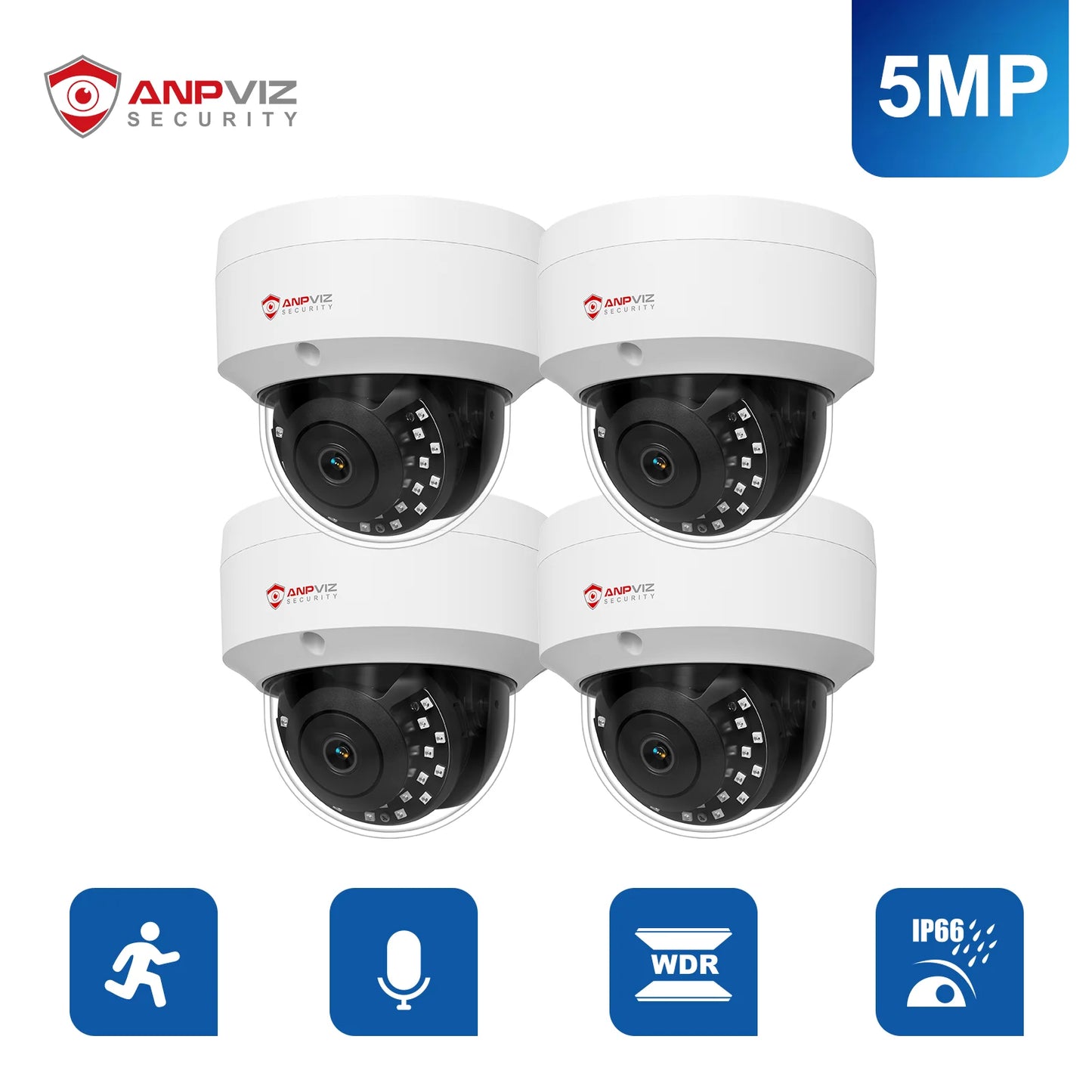 Anpviz 5MP POE IP Dome Camera Outdoor Security Protection Built-in Microphone IP66 IR 30m CCTV Video Camera H.265 VideoLink APP