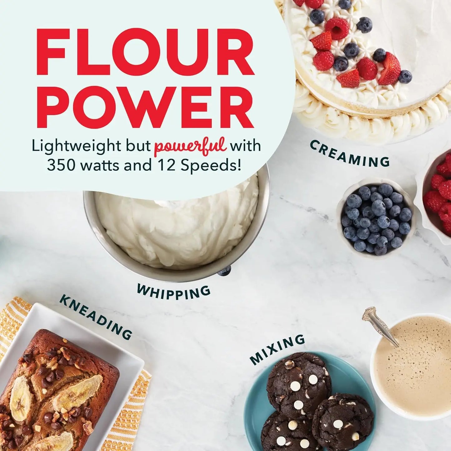 KitchenAid 12-Speed Tilt-Head Stand Mixer 3.5 Quart Cream with Paddle Dough Hook & Whisk Attachments for Home Use