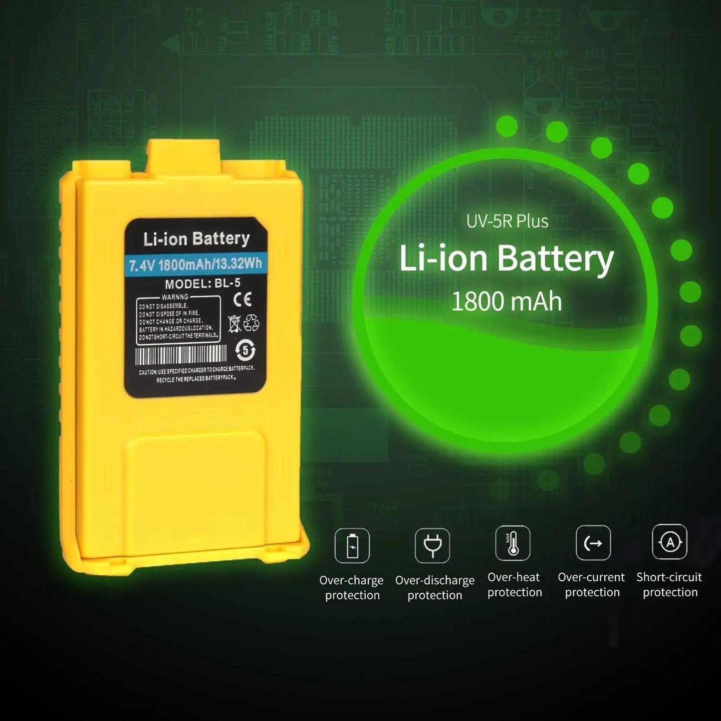 BAOFENG UV-5R+ Plus Two Way Radio, Long Range for Adults Rechargeable with Earpiece, Walkie Talkie，144-148 420-450MHz,Yellow