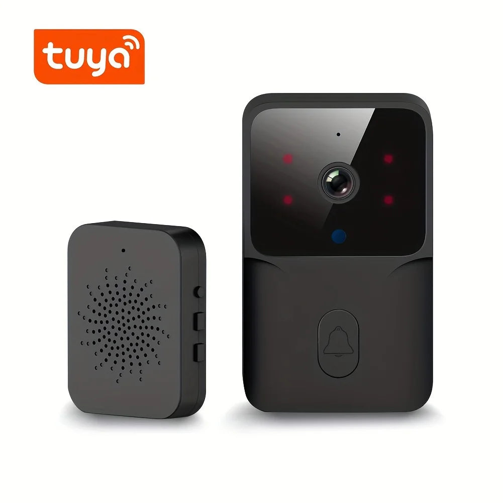 tuya Wireless smart video doorbell, 2.4G WiFi home security camera, 2-way audio, night vision, battery, secure home monitoring