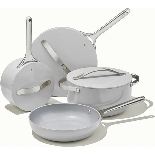 Caraway Nonstick Ceramic Cookware Set (12 Piece) Pots, Pans, Lids and Kitchen Storage - Non Toxic - Oven Safe & Compatible