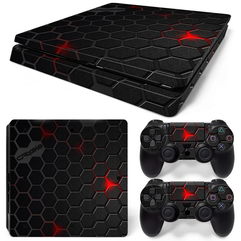 For PS4 Slim Console and 2 Controllers Skin Sticker Geometry Design skin Protective Vinyl Decal Full Set for PS4 skin