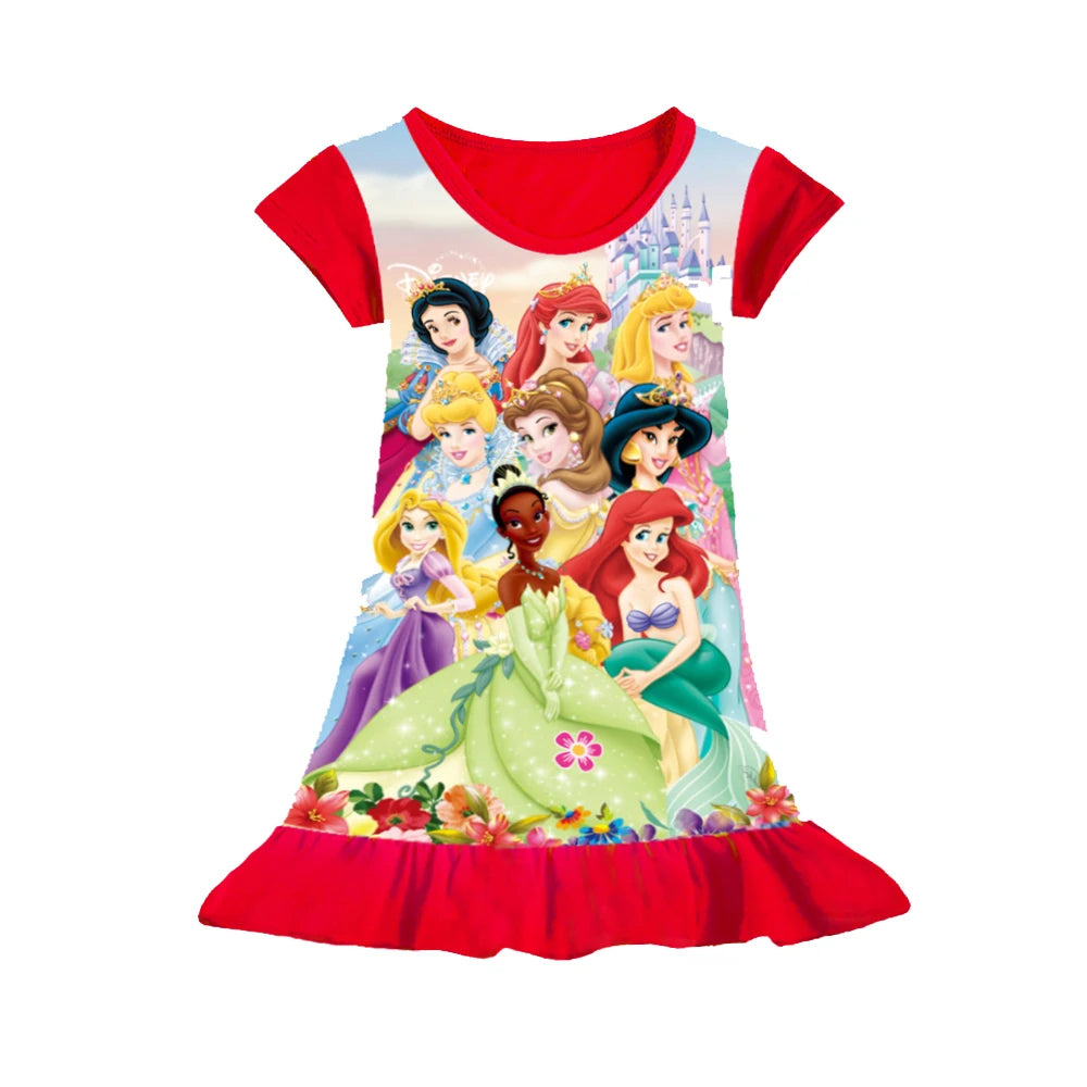 New kids Nightdress Elsa Cartoon Dress Minnie Printing Sleepwear Girls Nightgowns Children Party Dresses Pajamas Girls Dress