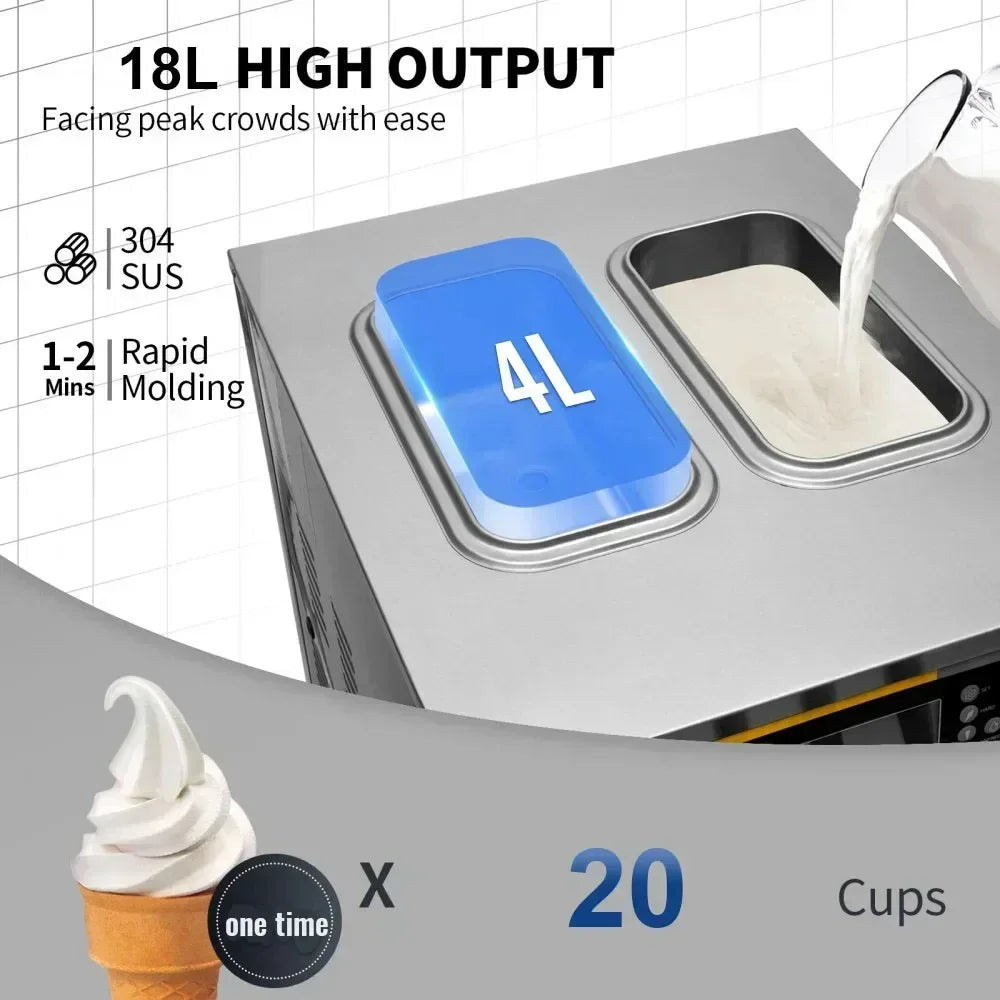 VEVOR Pre-cooling  commercial ice cream maker A126 ice cream machine Soft Serve Machine portable big capacity ice cream machine