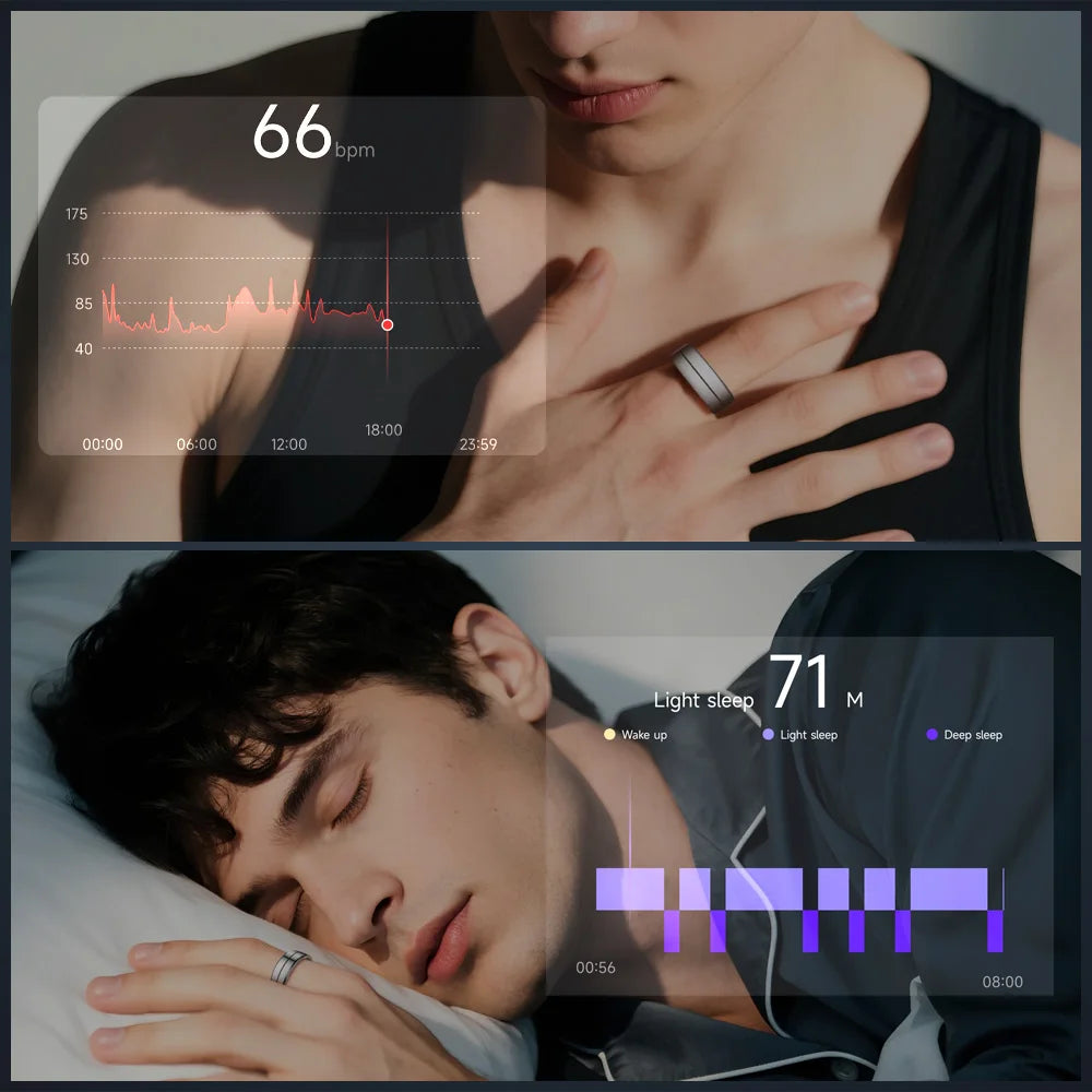 COLMI R07 Smart Ring Men Women with Charging Case, Heart Rate Blood Oxygen, 5ATM Waterproof For Android iOS Xiaomi Phone