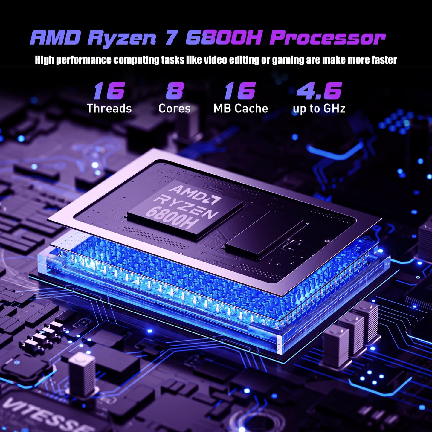 ACEMAGIC RX16 AMD Ryzen 7 6800H 16.1" Ultra Slim 4400MAH Laptop 16GB LPDDR5 Ram 512GB Rom Windows 11Pro BT5.2 Wifi 6 Notebook
