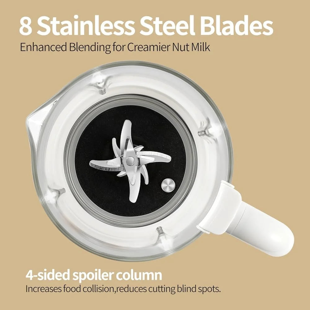 Automatic Nut Milk Maker 54oz Soy Milk Blender Machine 8 Functions Fresh Juice Auto Clean Stay Warm Non Dairy Beverages