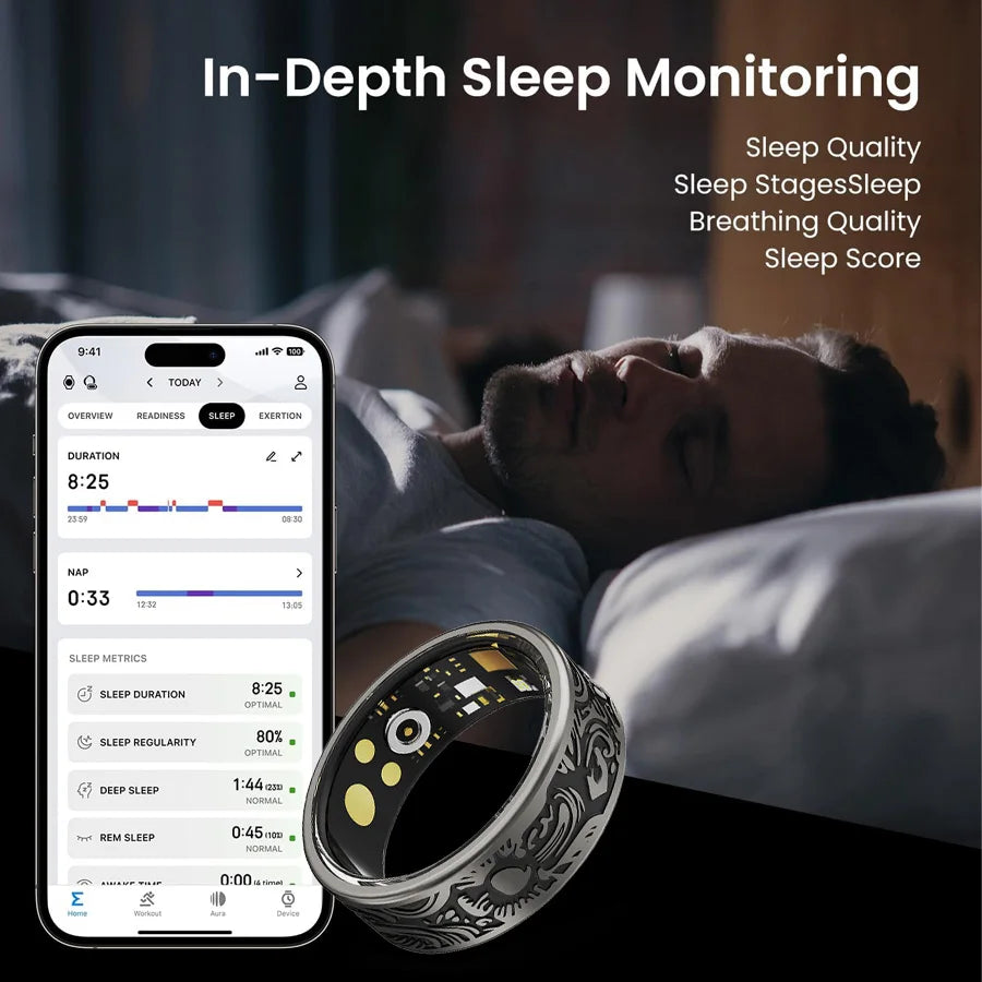 smart vintage ring integrates design with modern technology, offering a stylish and practical wearable device.black