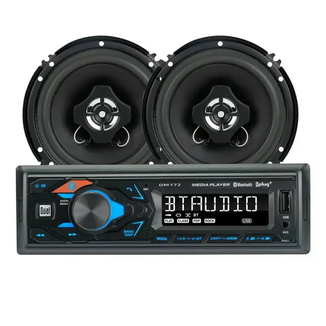 Dual Electronics XD172SPK2 Single DIN Car Stereo with Bluetooth and Speaker Pair, New