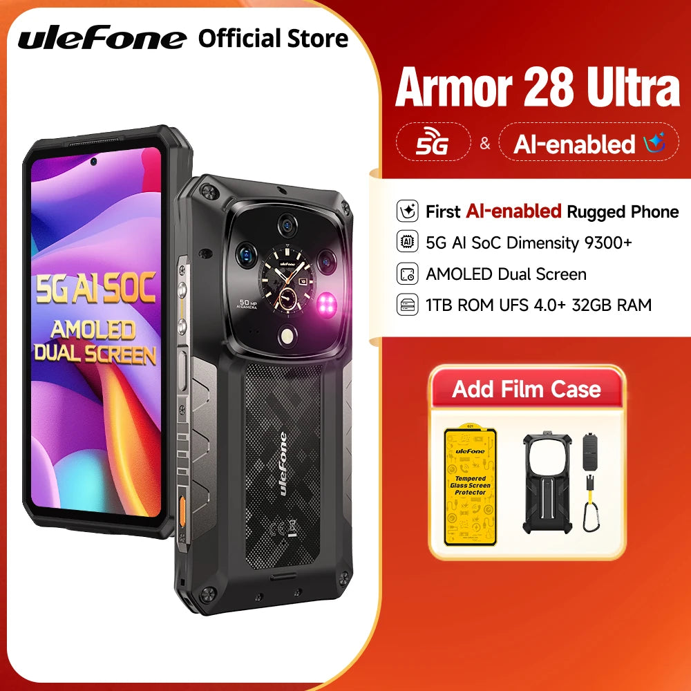 Ulefone Armor 28 Ultra 5G AI Rugged Phone 1TB ROM+32GB RAM Android Smartphone AMOLED 6.67" 10600mAh Mobile phone