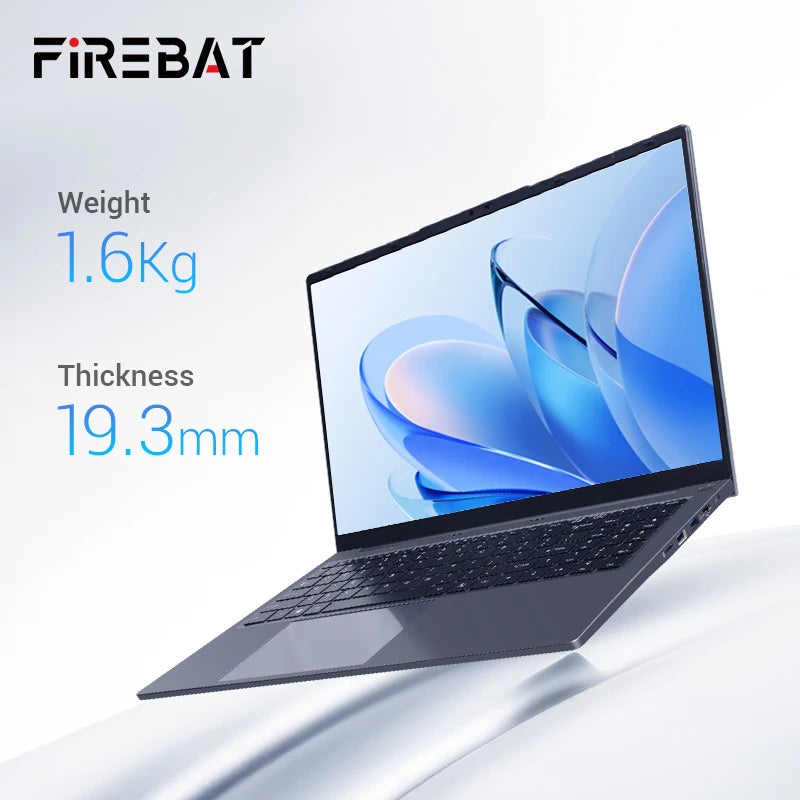 Firebat AT15 Laptop Intel N150 CPU 15.6 Inch 16GB RAM SSD 1TB Lightweight Business Windows 11 Pro Computer Notebook BT4.2 WiFi5