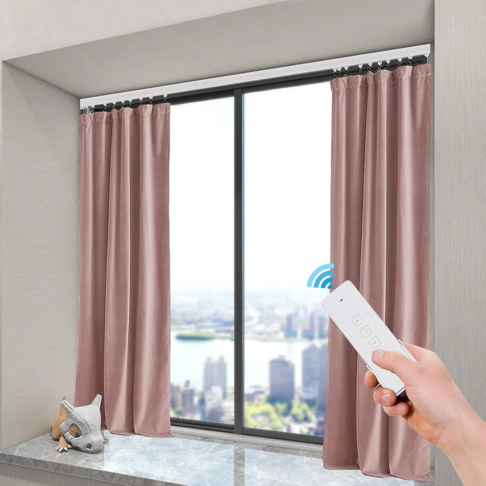 Smart Curtain Track with Remote Control, Motorized Curtain Rod Smart Electric Drape Track System 88.18lbs Capacity,