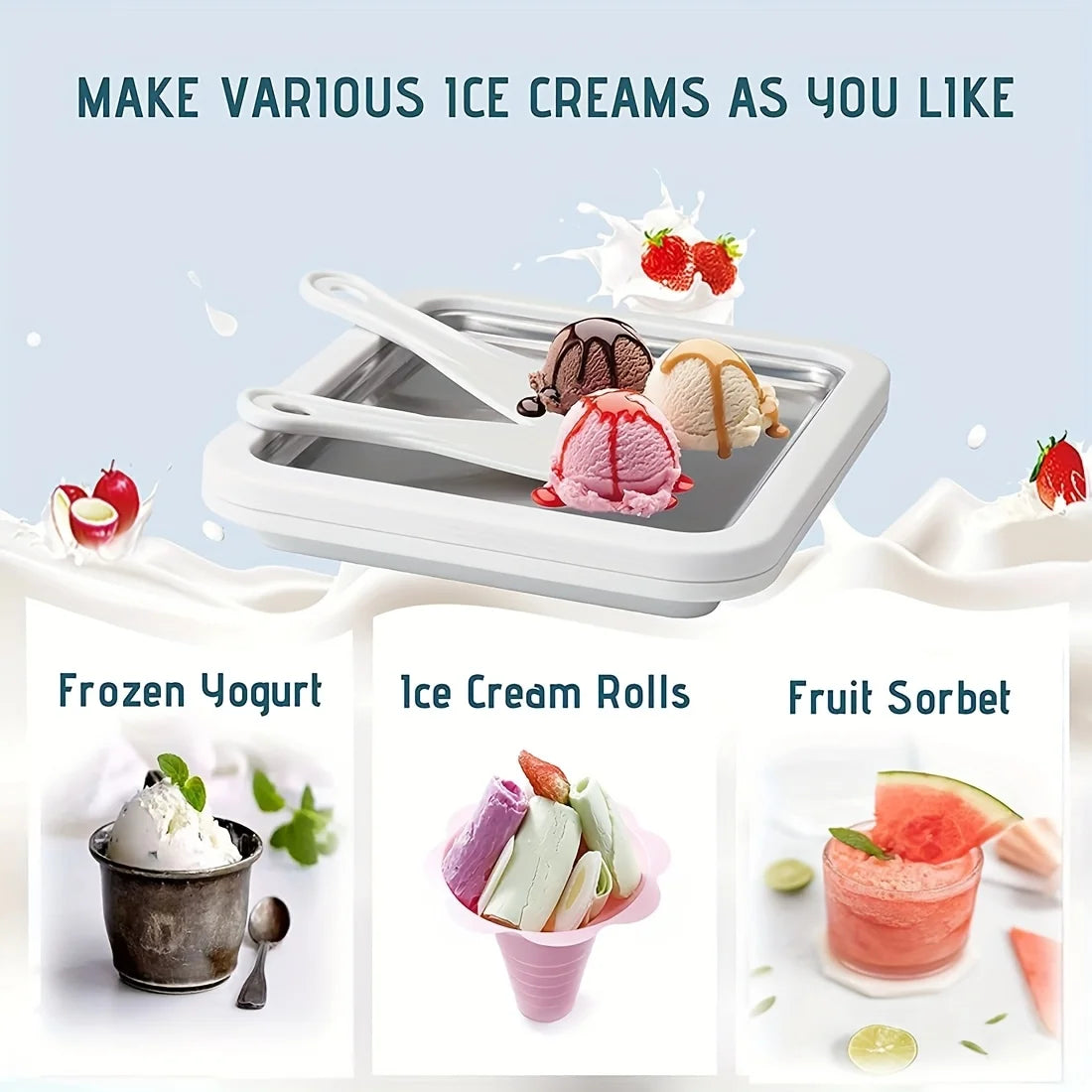 Easy-to-Use Ice Cream Rolling Maker Plate for Home Kitchen Ice Cream Making Appliance