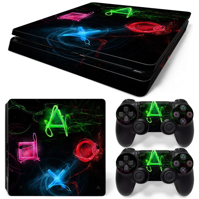 For PS4 Slim Console and 2 Controllers Skin Sticker Geometry Design skin Protective Vinyl Decal Full Set for PS4 skin