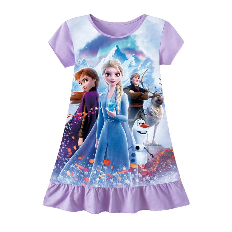 New kids Nightdress Elsa Cartoon Dress Minnie Printing Sleepwear Girls Nightgowns Children Party Dresses Pajamas Girls Dress