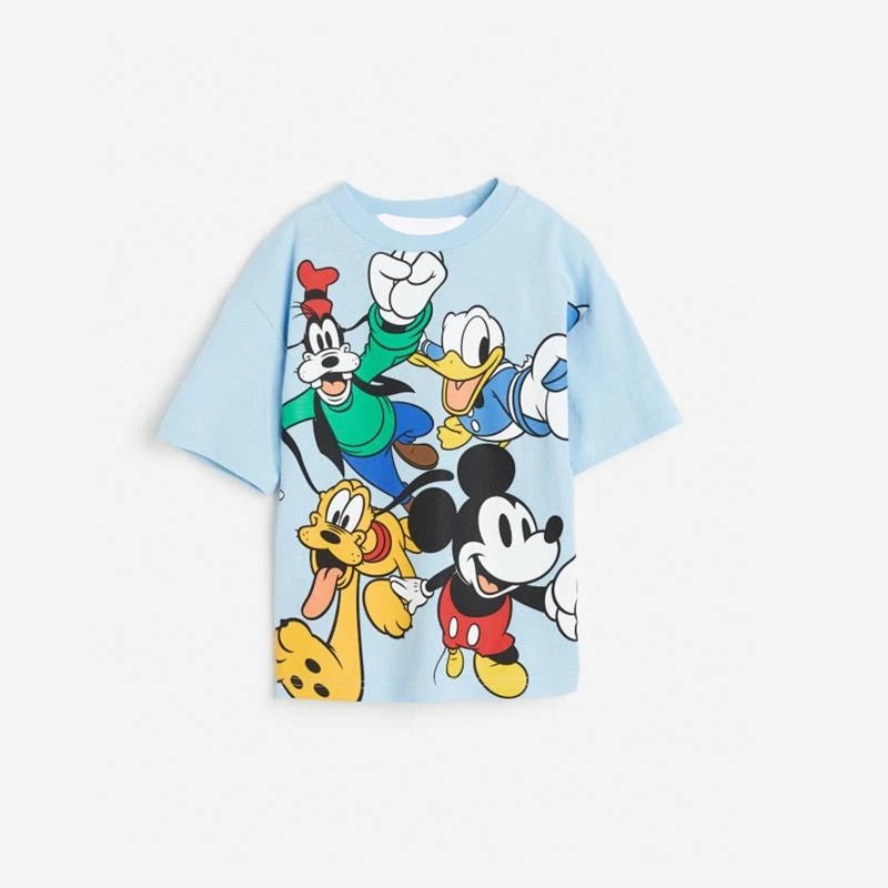 Mickey Cartoon Print T-Shirts, Summer Clothing, Loose Kids Fashion Clothing, Short Sleeve T-Shirts, Kids' Clothing, T-Shirts