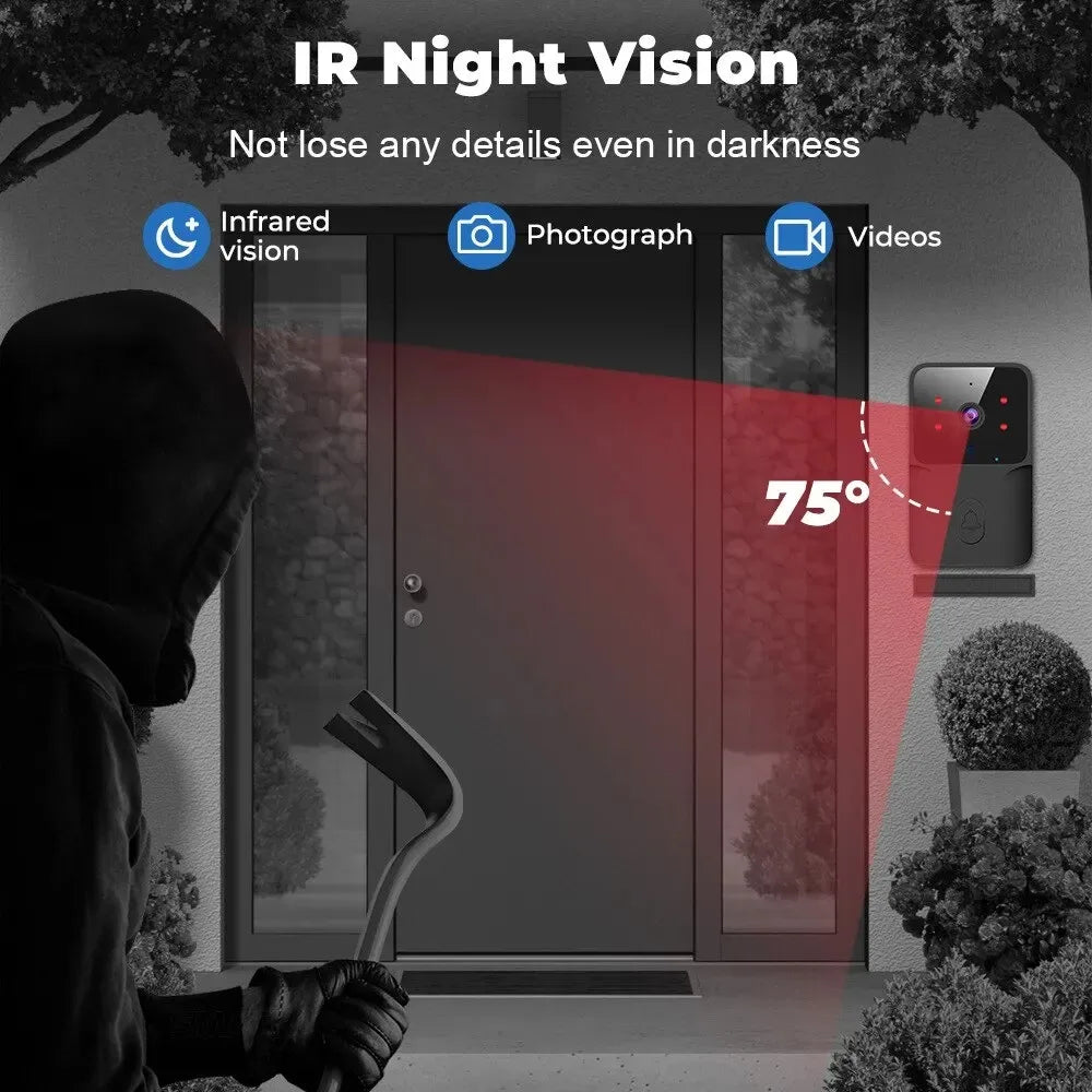 WiFi Doorbell Home Tuya WiFi Wireless Doorbell DC AC Battery Powered Camera Bell with Alex Google Bundle Video Doorbell Camera