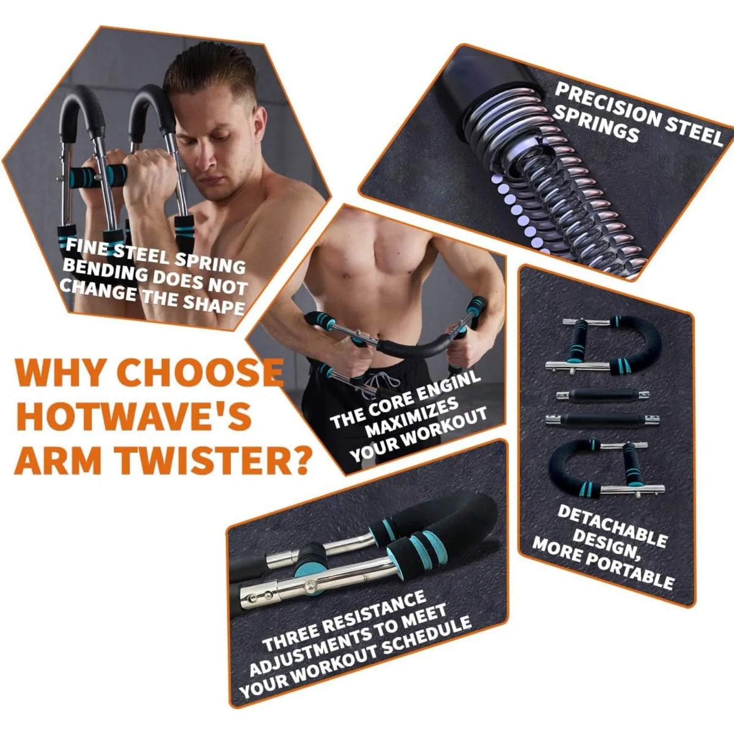 Twister Arm Exerciser,Adjustable Spring Workout Bar, Forearm Triceps Chest Enhanced Exercise Strengthener