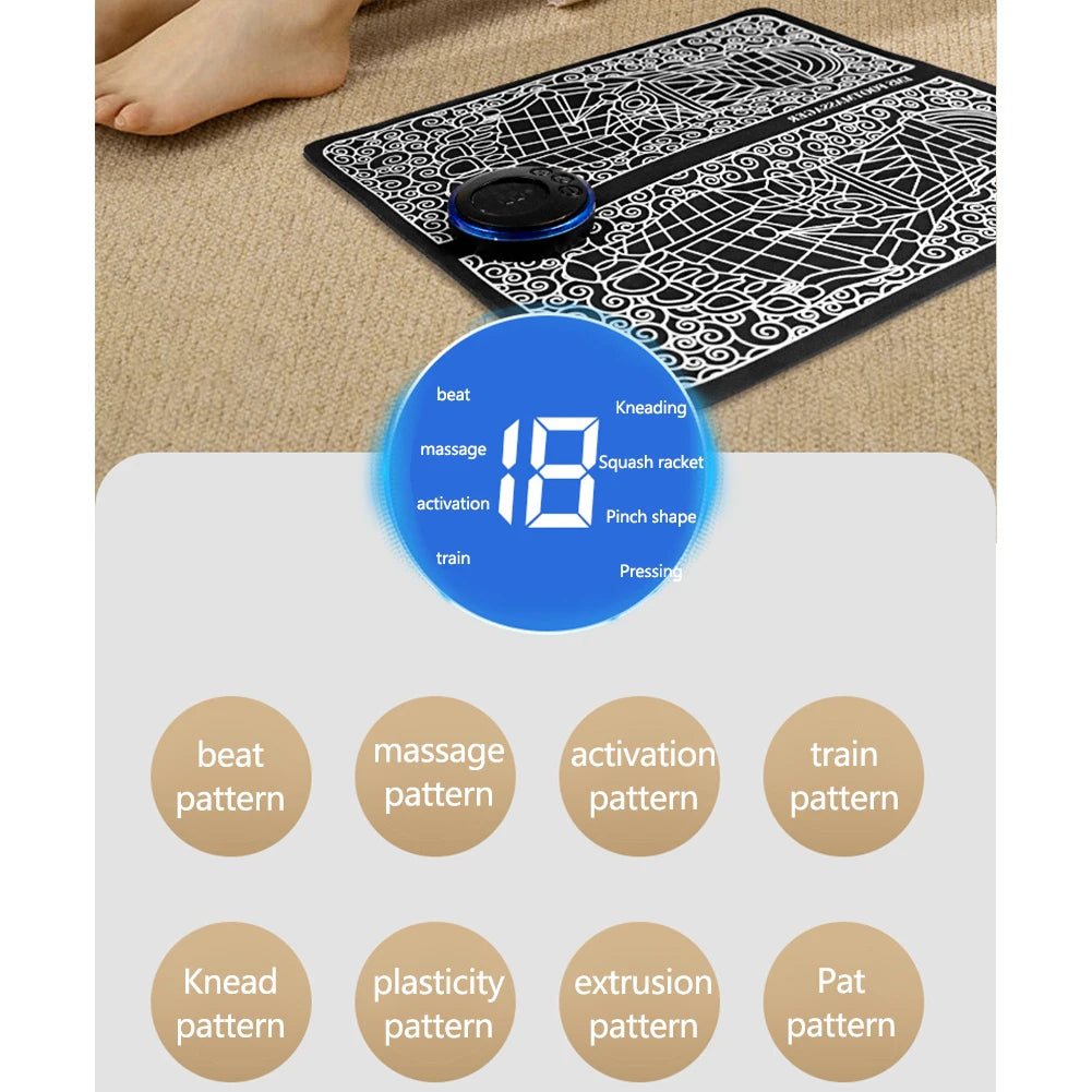 Foot Massager Pad 8 Modes Electric EMS Feet Muscle Stimulator Tens Acupuncture Pulse Massage Mat Relaxation Relieve Pain